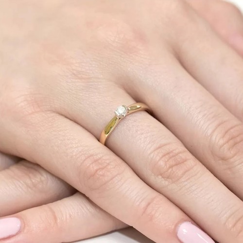 Złoty Pierścionek 585 z diamentem brylant 0,30ct