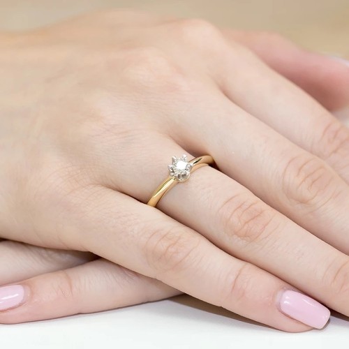 Złoty Pierścionek 585 z diamentem brylant 0,30ct