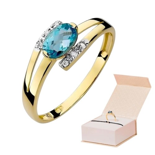 Złoty Pierścionek 585 z diamentem topaz 0,50ct