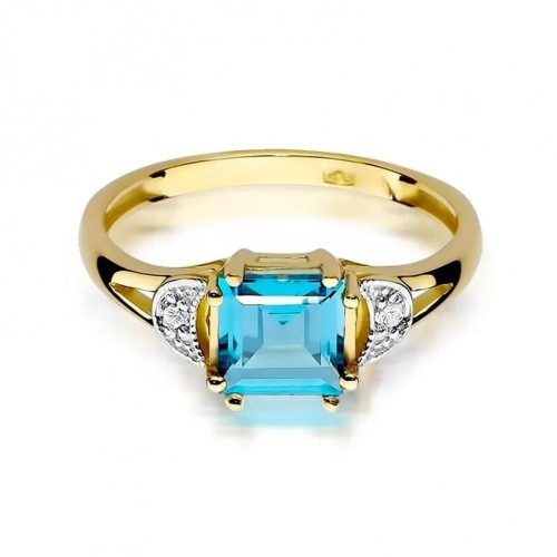 Złoty Pierścionek 585 z diamentem topaz 1,40ct