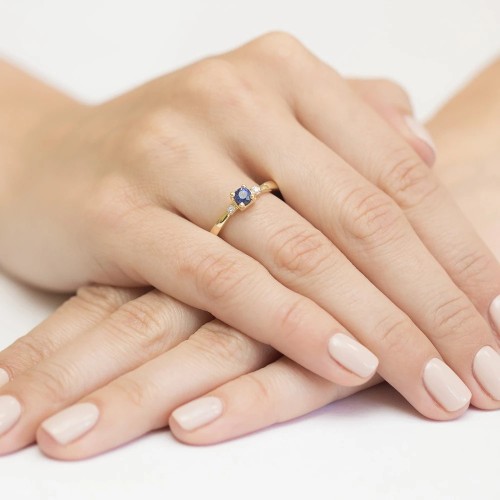 Złoty Pierścionek 585 z diamentem szafir 0,30ct