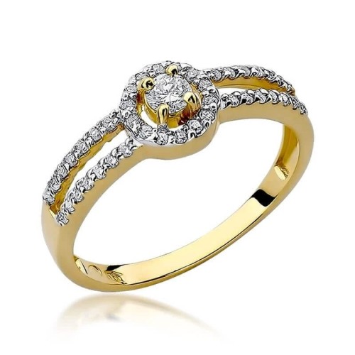 Złoty Pierścionek 585 z diamentem brylant 0,31ct