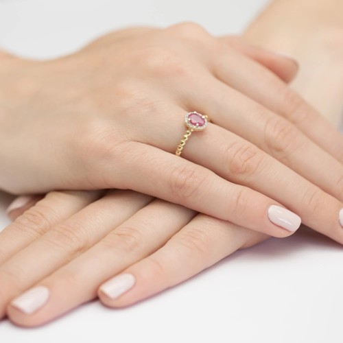 Złoty Pierścionek 585 z diamentem rubin 0,60ct