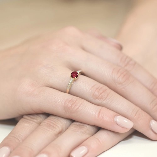 Złoty Pierścionek 585 z diamentem rubin 0,60ct