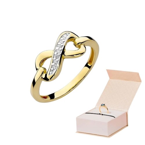 Złoty Pierścionek 585 z diamentem brylant 0,04ct