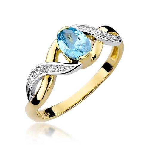 Złoty Pierścionek 585 z diamentem topaz 0,50ct