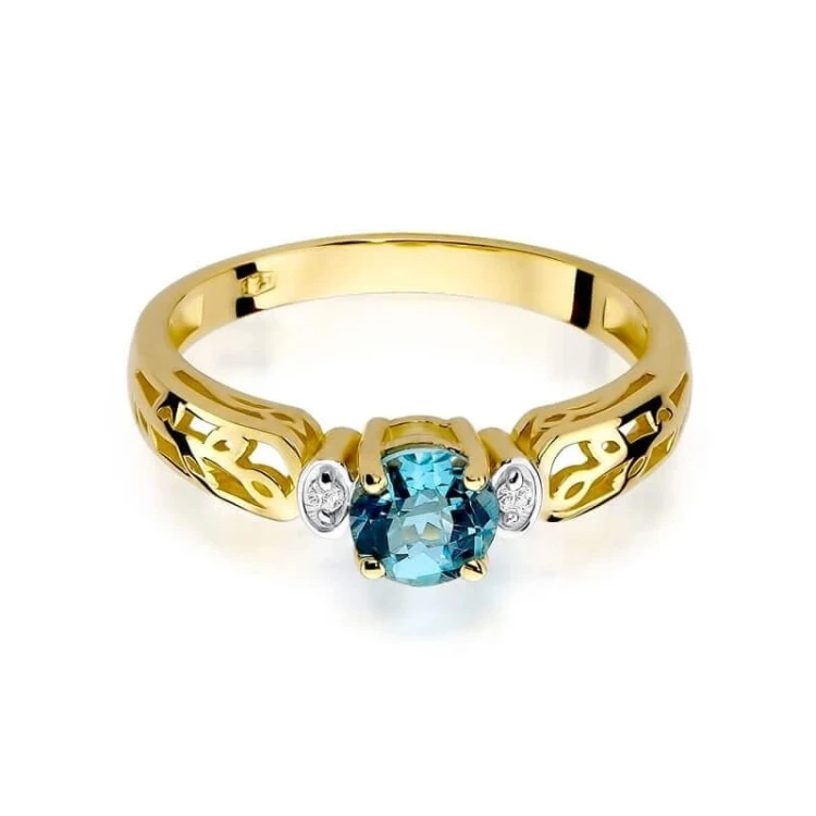 Złoty Pierścionek 585 z diamentem topaz 0,50ct