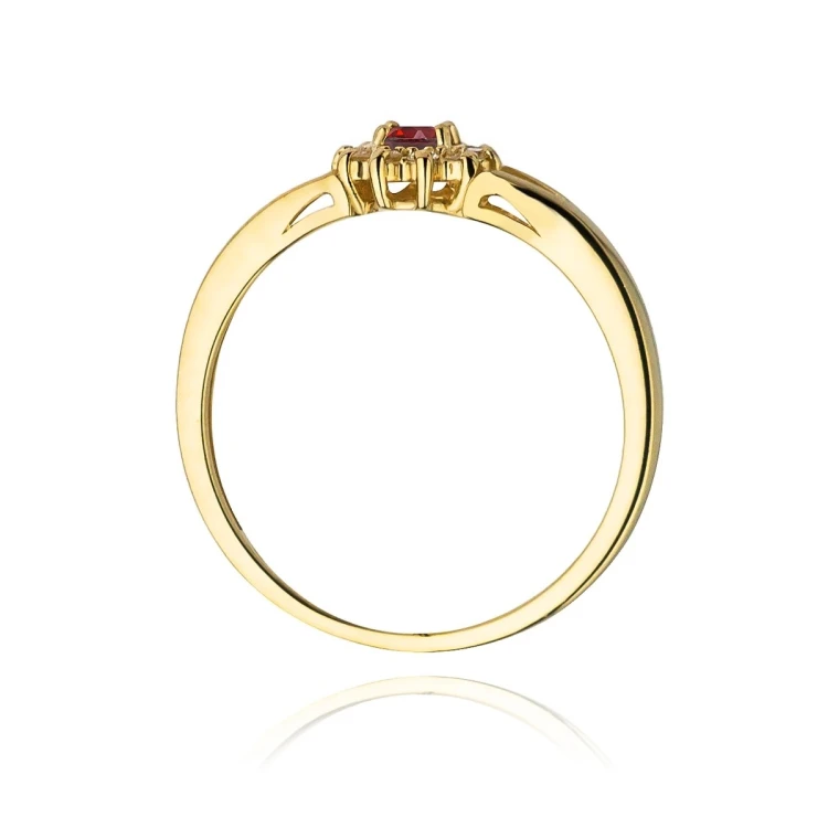 Złoty Pierścionek 585 z diamentem rubin 0,15ct