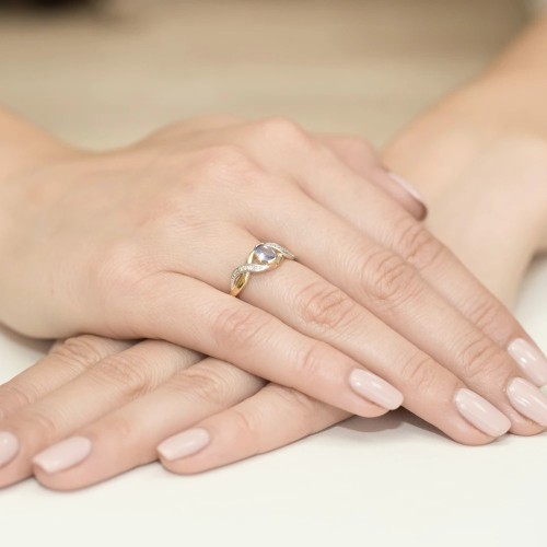 Złoty Pierścionek 585 z diamentem tanzanit 0,40ct