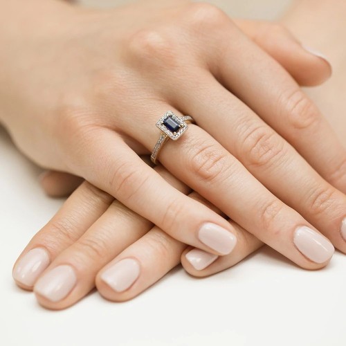 Złoty Pierścionek 585 z diamentem szafir 0,60ct