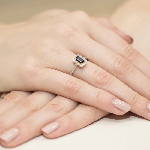 Złoty Pierścionek 585 z diamentem szafir 0,60ct