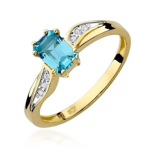 Złoty Pierścionek 585 z diamentem topaz 0,65ct