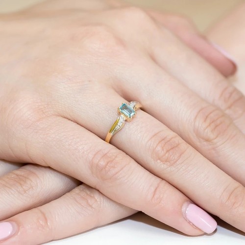 Złoty Pierścionek 585 z diamentem topaz 0,65ct