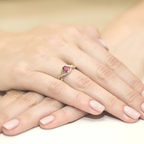 Złoty Pierścionek 585 z diamentem rubin 0,60ct