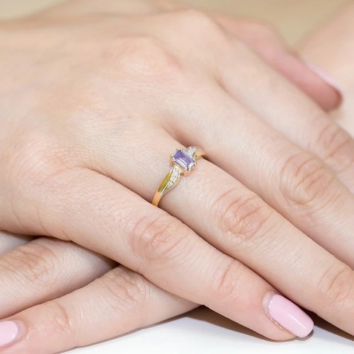 Złoty Pierścionek 585 z diamentem ametyst 0,50ct