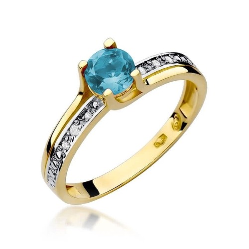Złoty Pierścionek 585 z diamentem topaz 0,50ct