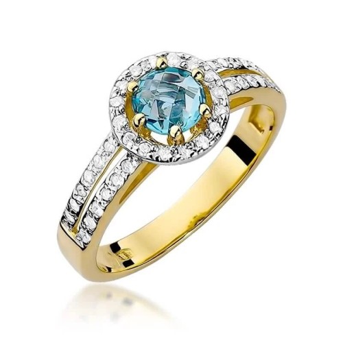 Złoty Pierścionek 585 z diamentem topaz 0,50ct