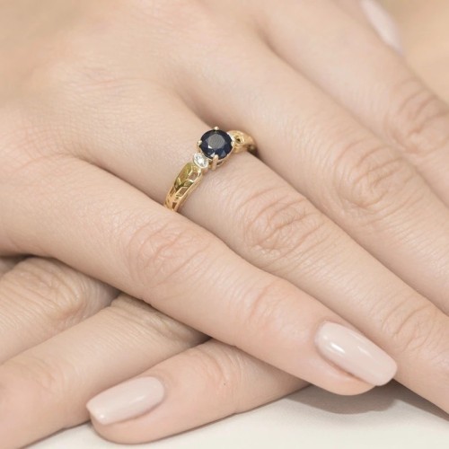Złoty Pierścionek 585 z diamentem szafir 0,50ct