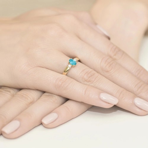 Złoty Pierścionek 585 z diamentem topaz 0,50ct