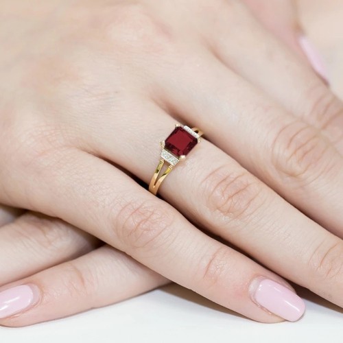 Złoty Pierścionek 585 z diamentem granat 1,30ct