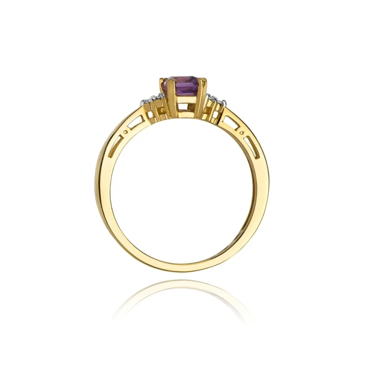 Złoty Pierścionek 585 z diamentem ametyst 0,50ct