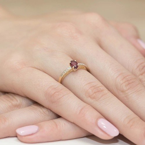 Złoty Pierścionek 585 z diamentem rubin 0,60ct