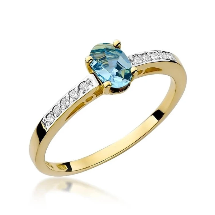 Złoty Pierścionek 585 z diamentem topaz 0,50ct