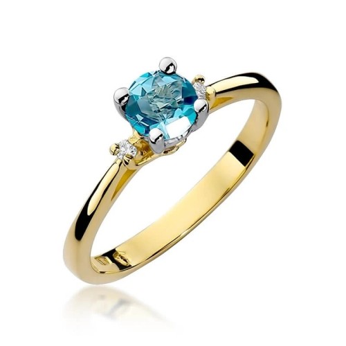Złoty Pierścionek 585 z diamentem topaz 0,50ct