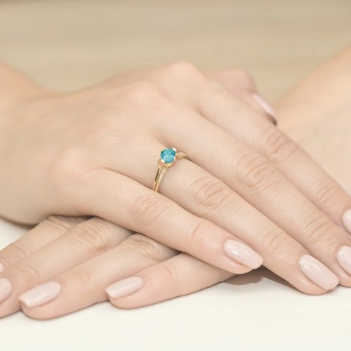 Złoty Pierścionek 585 z diamentem topaz 0,50ct