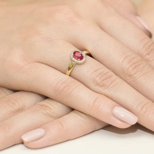 Złoty Pierścionek 585 z diamentem rubin 0,60ct