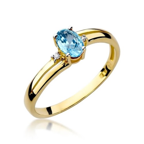 Złoty Pierścionek 585 z diamentem topaz 0,50ct
