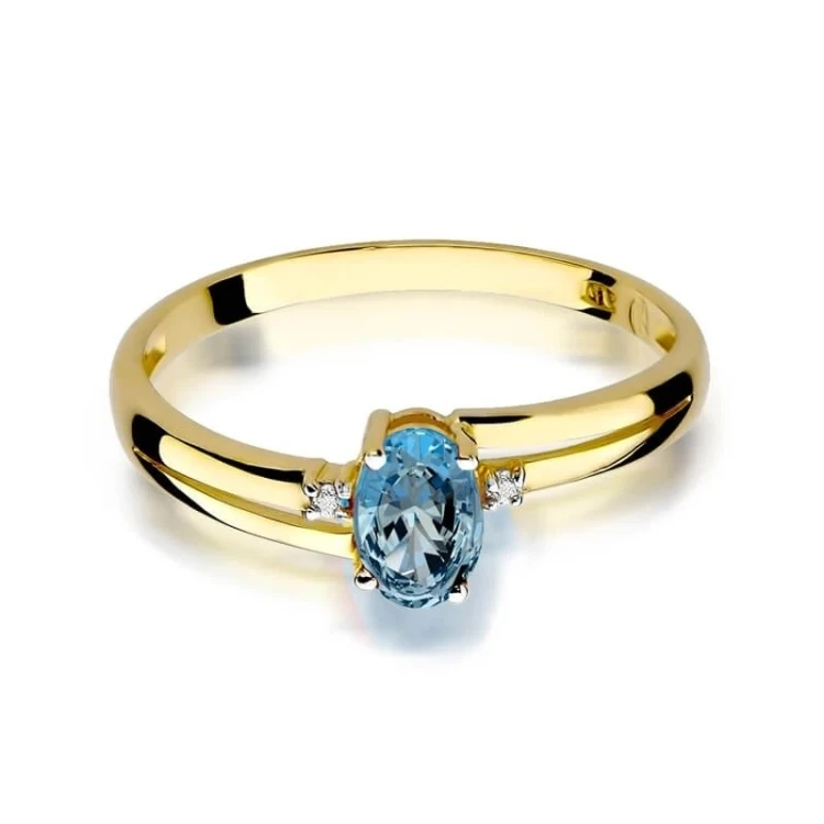 Złoty Pierścionek 585 z diamentem topaz 0,50ct
