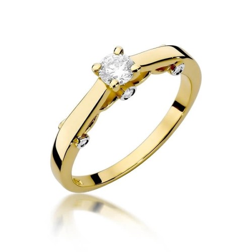 Złoty Pierścionek 585 z diamentem brylant 0,28ct