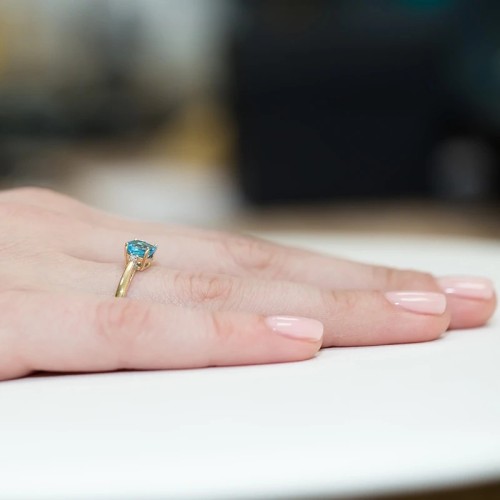 Złoty Pierścionek 585 z diamentem topaz 1,10ct