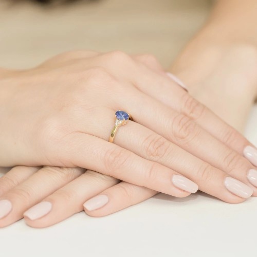 Złoty Pierścionek 585 z diamentem tanzanit 0,70ct