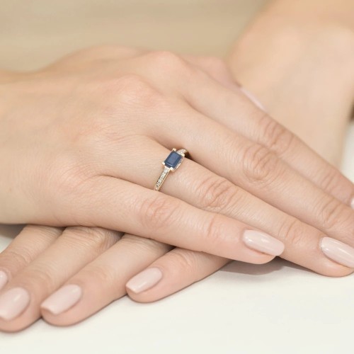 Złoty Pierścionek 585 z diamentem szafir 0,60ct
