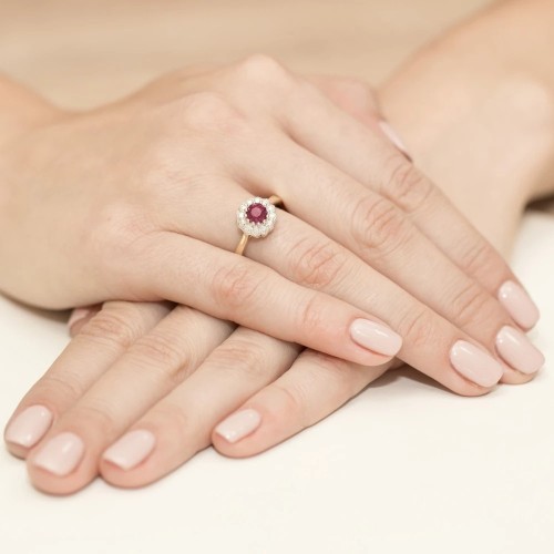 Złoty Pierścionek 585 z diamentem rubin 0,60ct