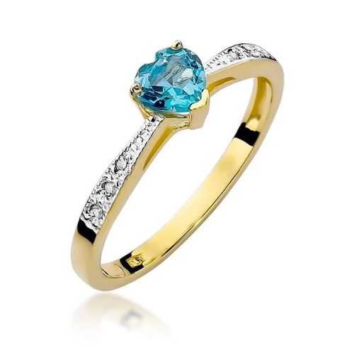 Złoty Pierścionek 585 z diamentem topaz 0,50ct