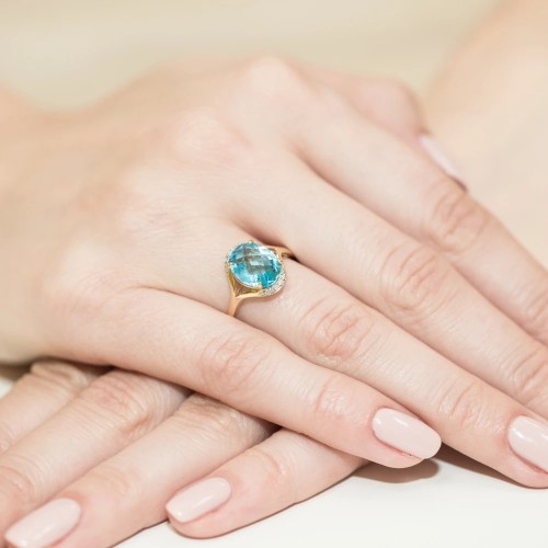 Złoty Pierścionek 585 z diamentem topaz 3,00ct