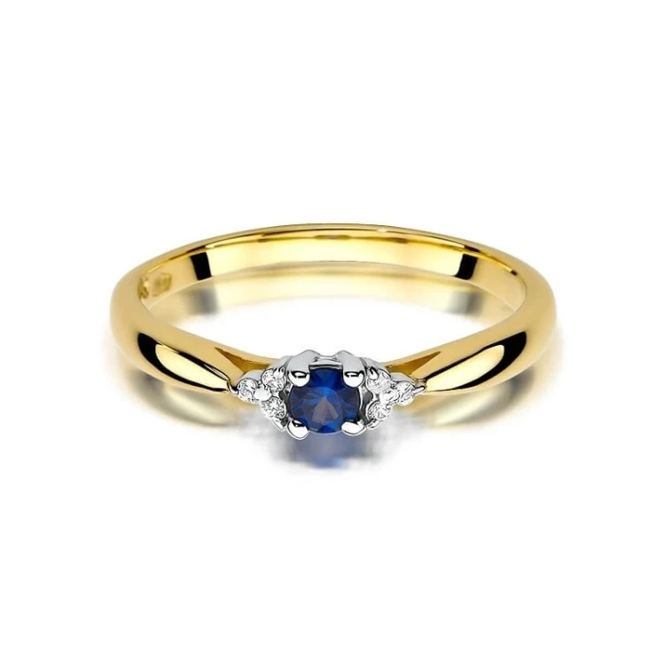 Złoty Pierścionek 585 z diamentem szafir 0,15ct