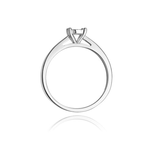 Złoty pierścionek zaręczynowy z diamentem białe złoto 0,08ct