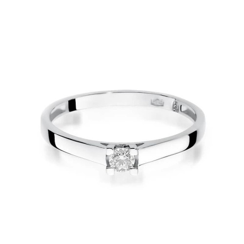 Złoty pierścionek zaręczynowy z diamentem białe złoto 0,08ct