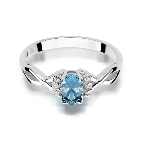 Topaz pierścionek białe złoto 0,50ct