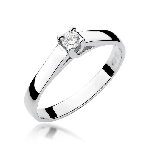 Złoty pierścionek z diamentem Białe złoto EW-70 0,10ct