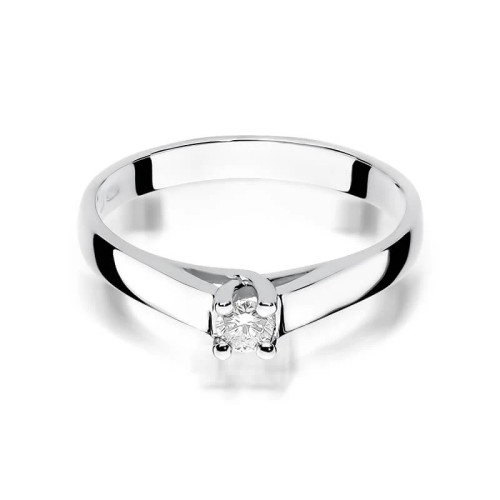 Złoty pierścionek z diamentem Białe złoto EW-70 0,10ct