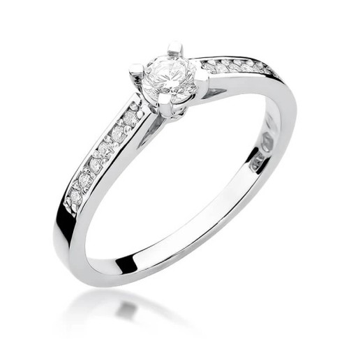 Pierścionek z białego złota diamenty 0,30ct