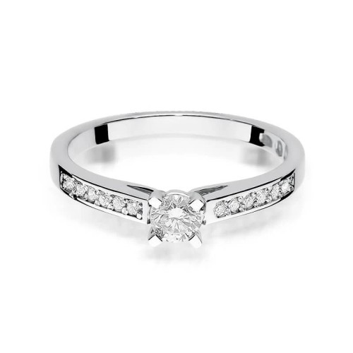 Pierścionek z białego złota diamenty 0,30ct