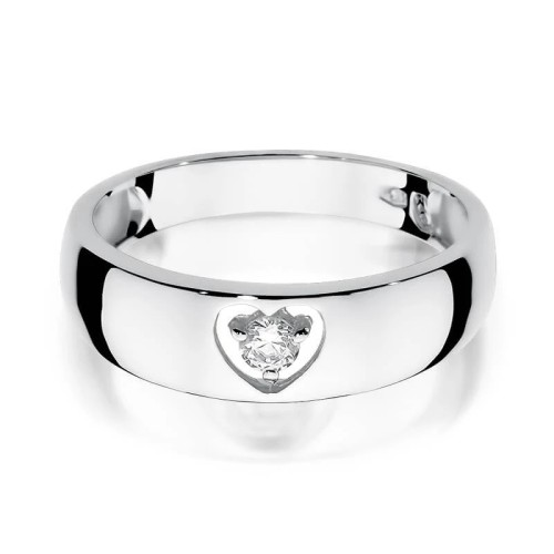 Złoty pierścionek z diamentem Białe złoto EW-71 0,10ct