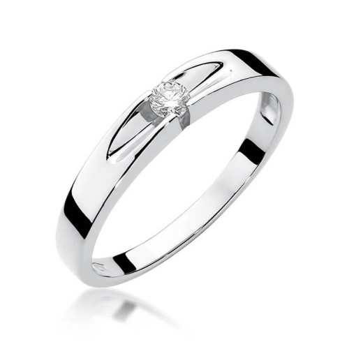 Pierścionek obrączka z diamentem białe złoto 0,08ct