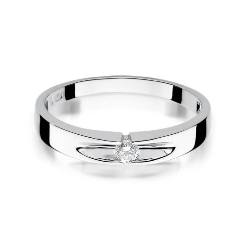 Pierścionek obrączka z diamentem białe złoto 0,08ct